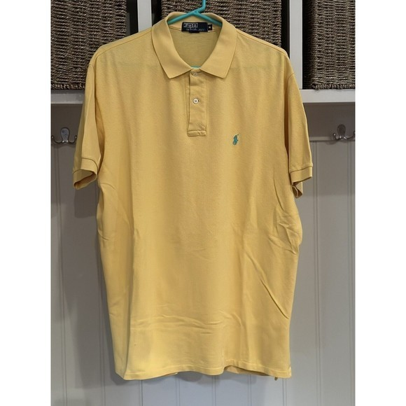 Ralph‎ Lauren Men's Classic Fit Mesh Pony Logo Polo Shirt Yellow Size XL - Picture 1 of 3